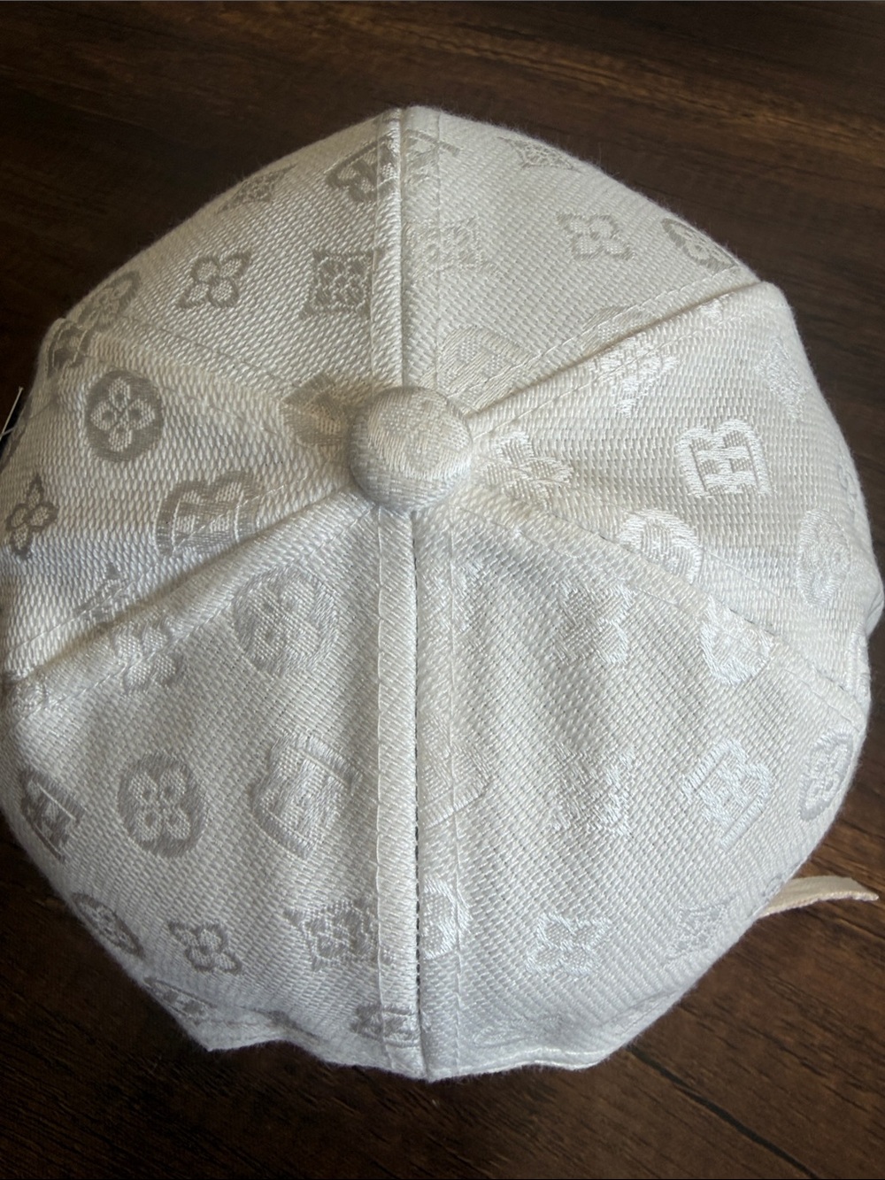 Monogram White Baseball Cap with Black 'BB' Patch - Picture 4 of 8